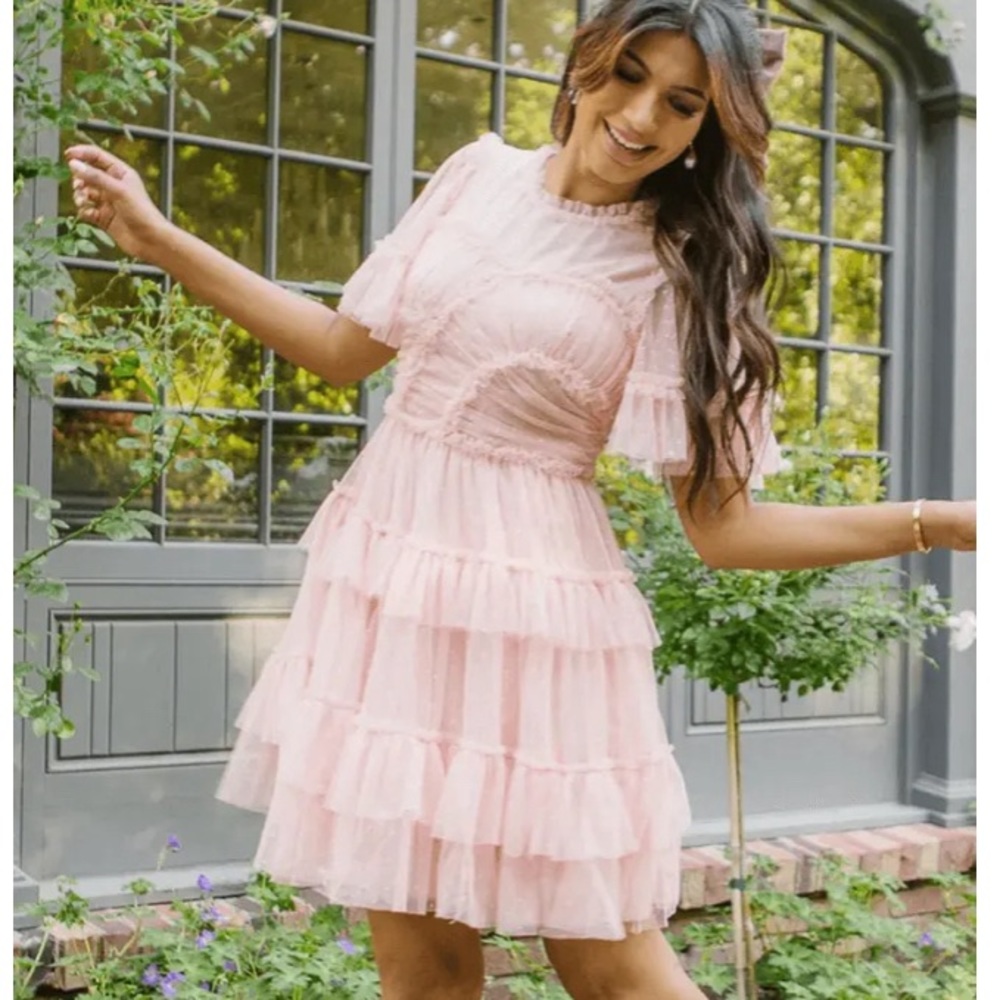 Ivy City Co Whimsical dress short Blush